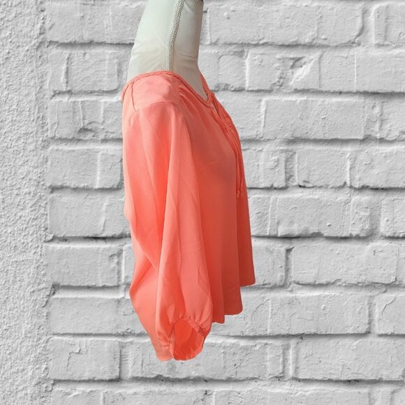American Eagle Outfitters Orange Blouse with Tassels  3/4 Sleeves in Size M - Picture 3 of 4